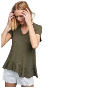Anthropologie Belmond Tie-Back Tee - Moss - XXSP